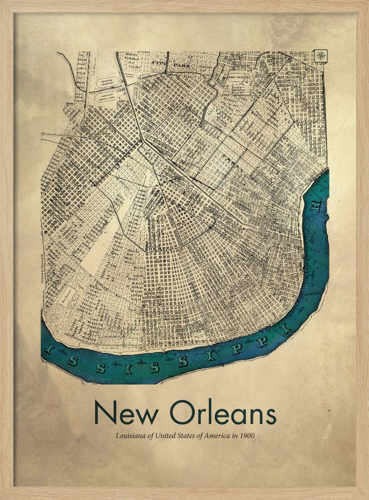 New Orleans karta - Poster / Art Print