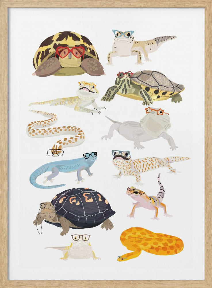 A1 Reptiles In Glasses - Poster / Art Print