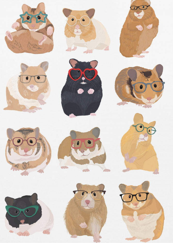 A1 Hamsters In Glasses - Poster / Art Print