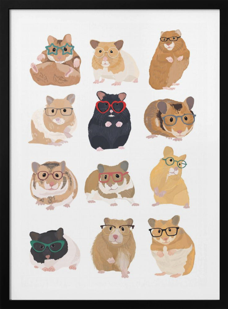 A1 Hamsters In Glasses - Poster / Art Print