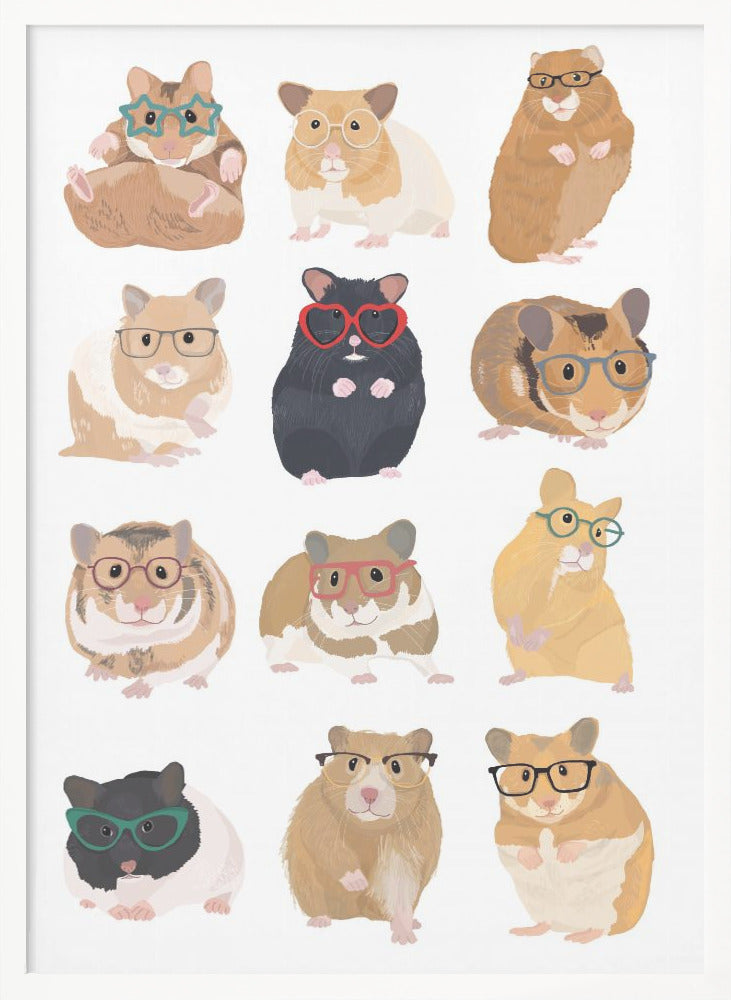 A1 Hamsters In Glasses - Poster / Art Print