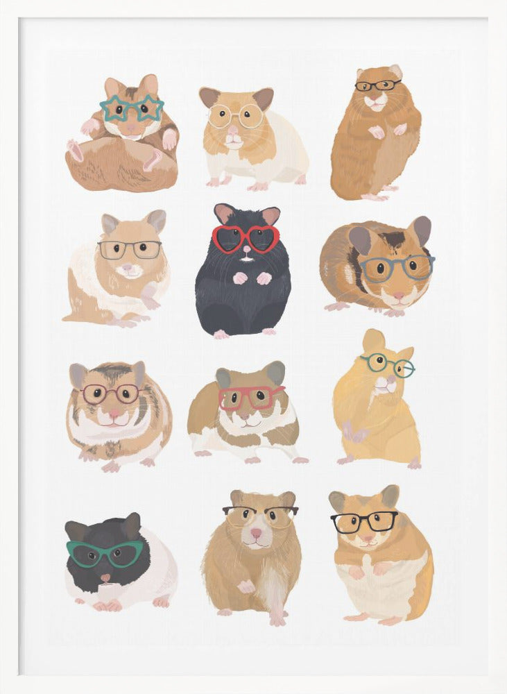 A1 Hamsters In Glasses - Poster / Art Print