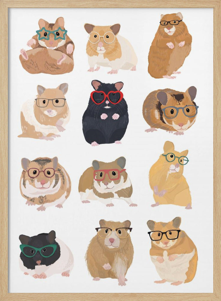 A1 Hamsters In Glasses - Poster / Art Print