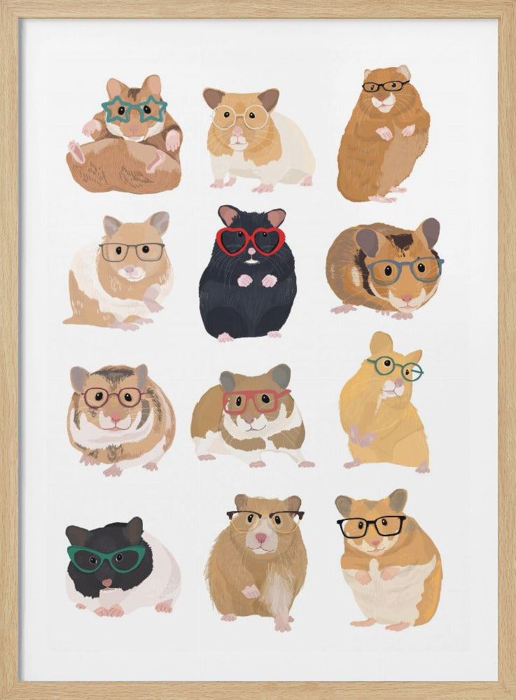 A1 Hamsters In Glasses - Poster / Art Print