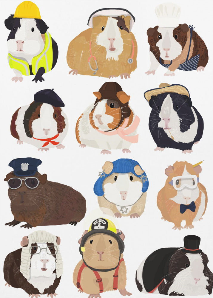 Guinea Pig Working Hr - Poster / Art Print