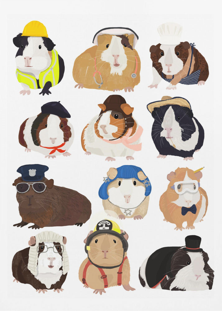 Guinea Pig Working Hr - Poster / Art Print