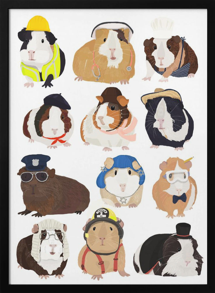 Guinea Pig Working Hr - Poster / Art Print