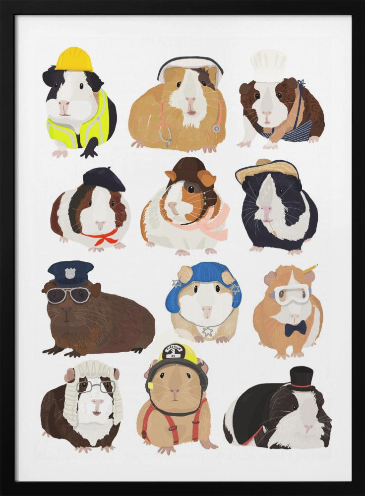 Guinea Pig Working Hr - Poster / Art Print