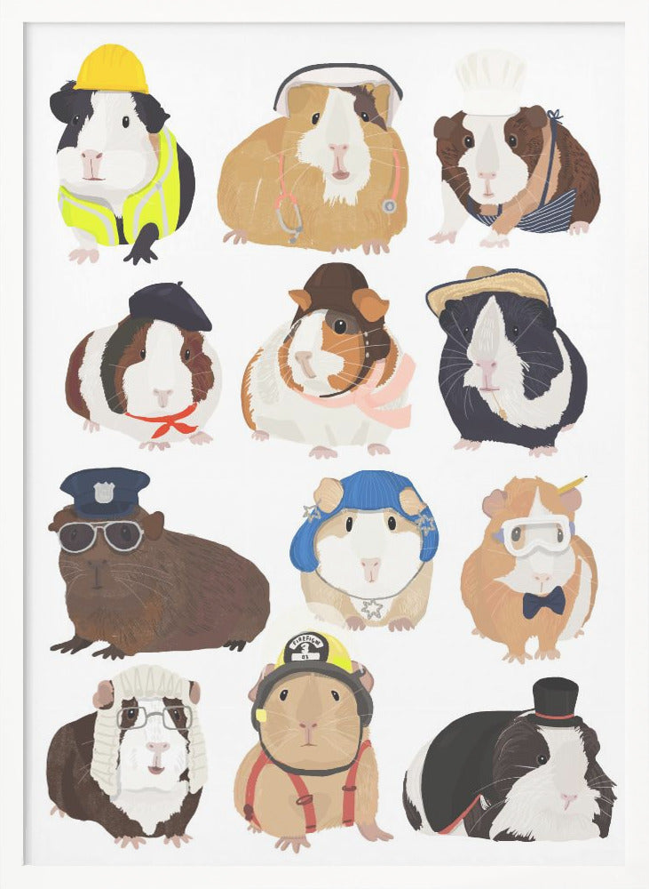 Guinea Pig Working Hr - Poster / Art Print