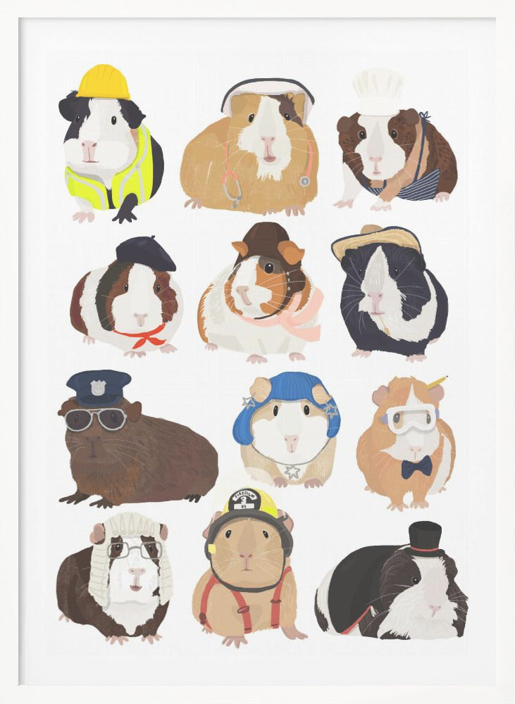 Guinea Pig Working Hr - Poster / Art Print