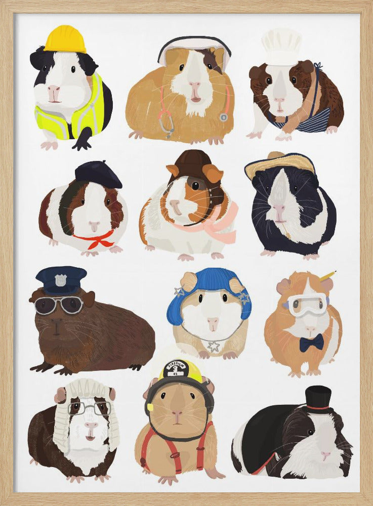 Guinea Pig Working Hr - Poster / Art Print