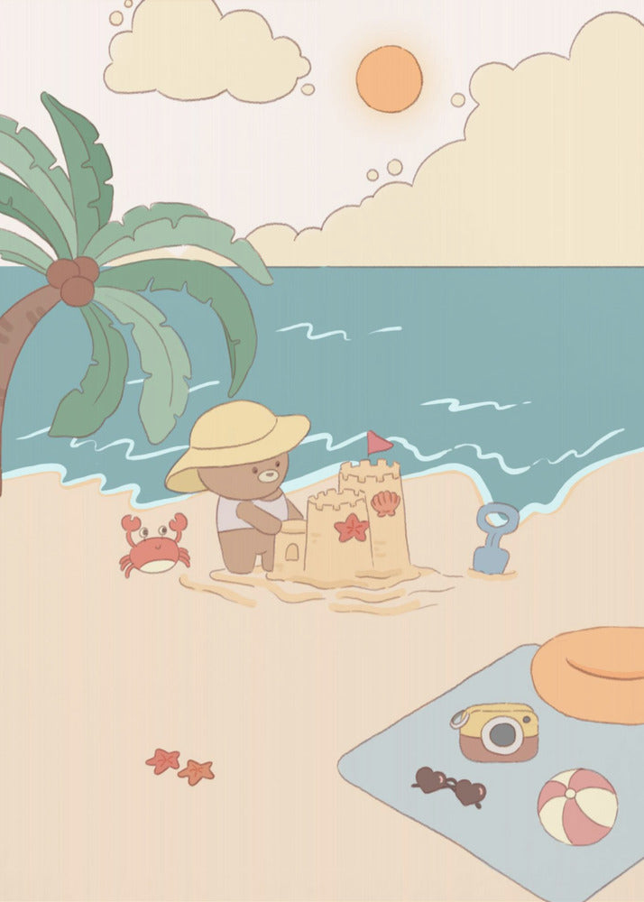 Bear on summer beach - Poster / Art Print