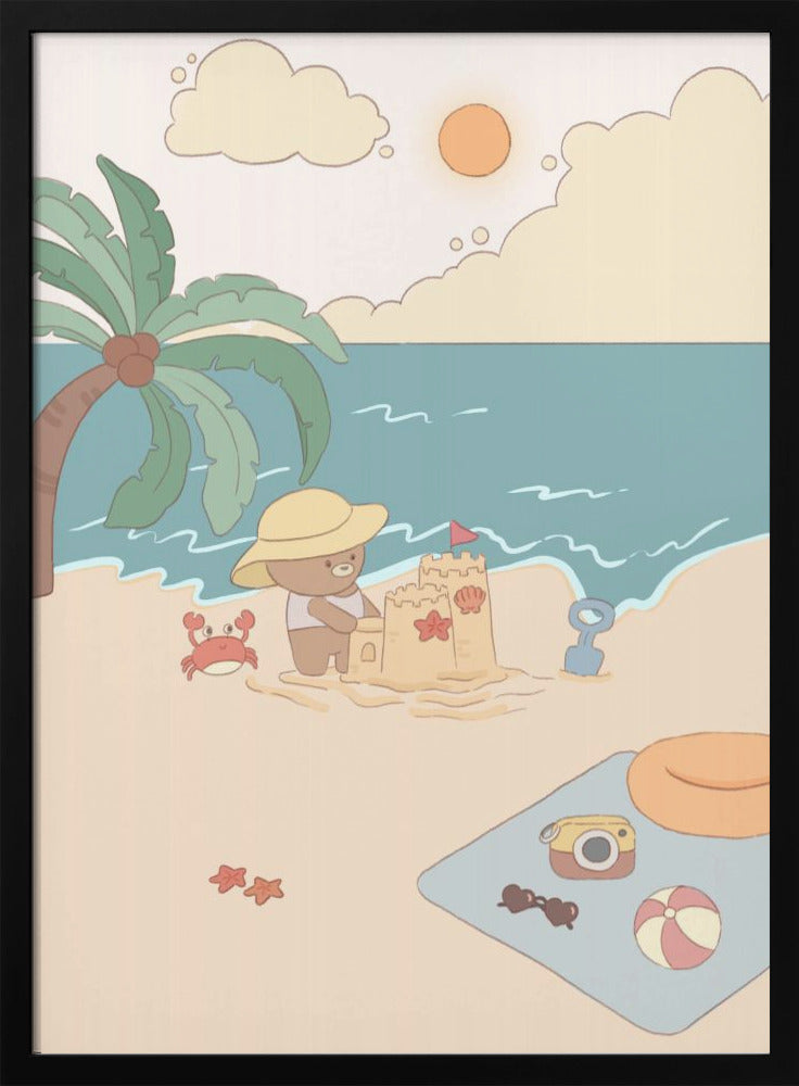 Bear on summer beach - Poster / Art Print