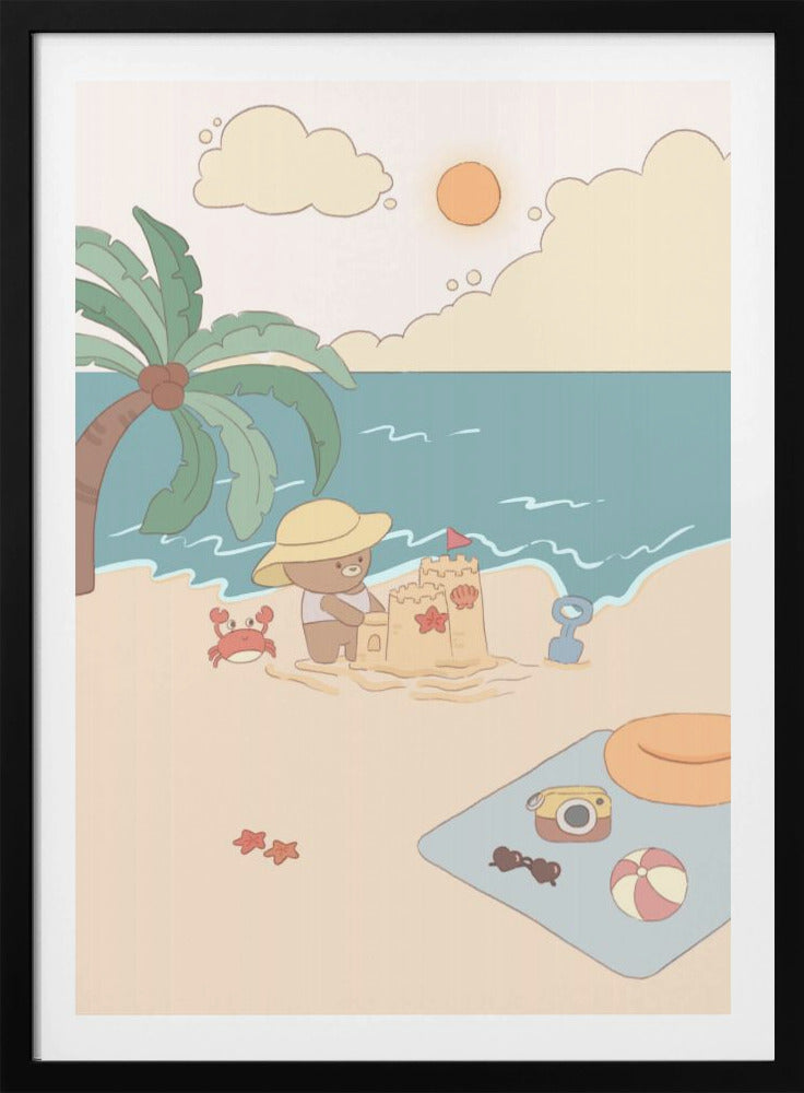 Bear on summer beach - Poster / Art Print
