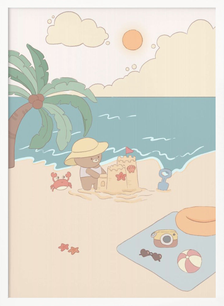 Bear on summer beach - Poster / Art Print
