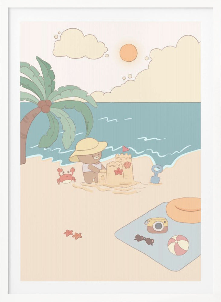 Bear on summer beach - Poster / Art Print