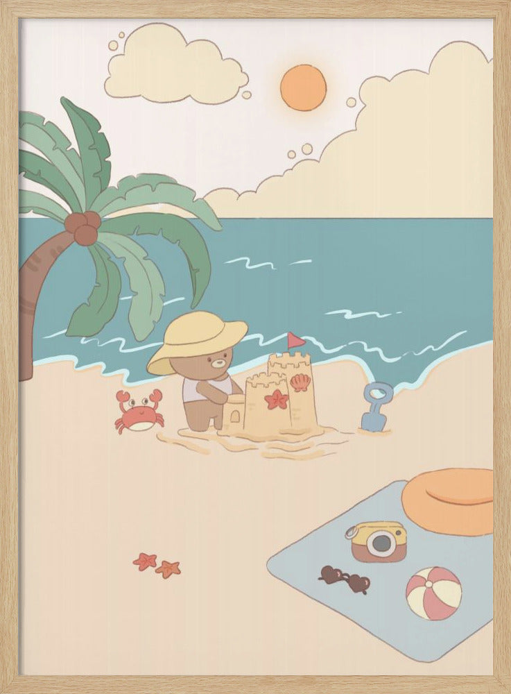Bear on summer beach - Poster / Art Print