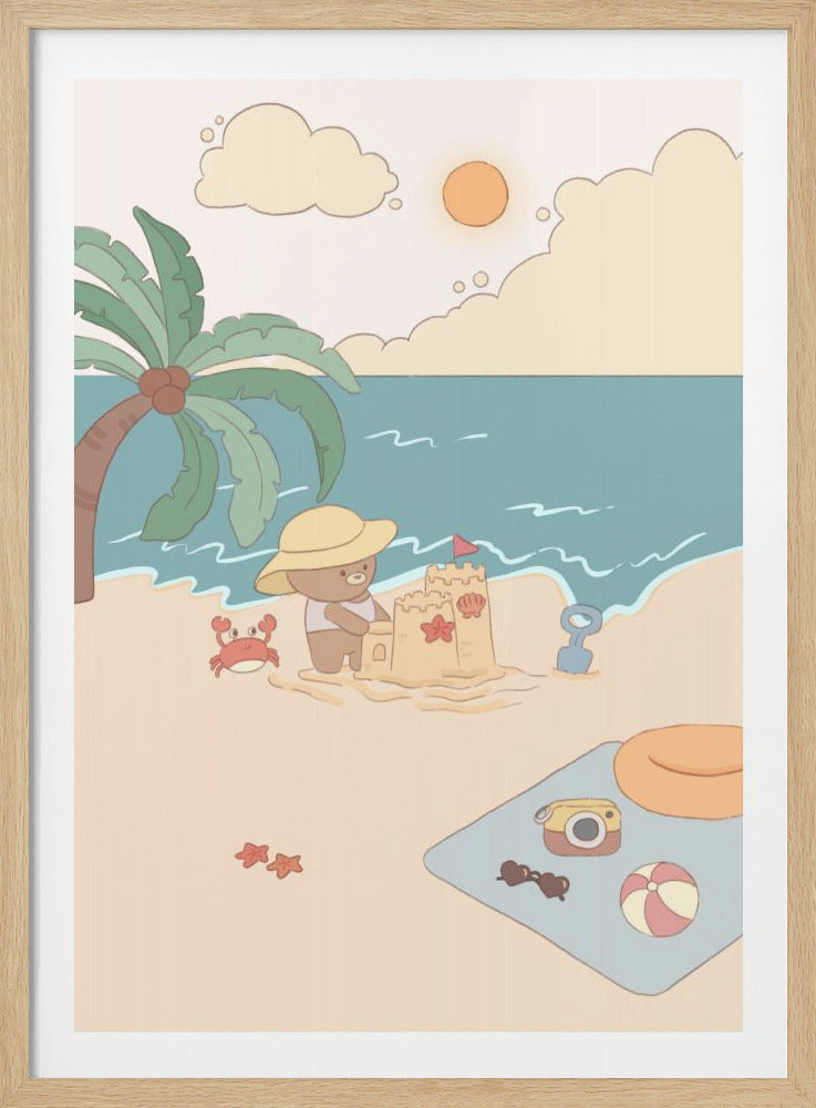 Bear on summer beach - Poster / Art Print