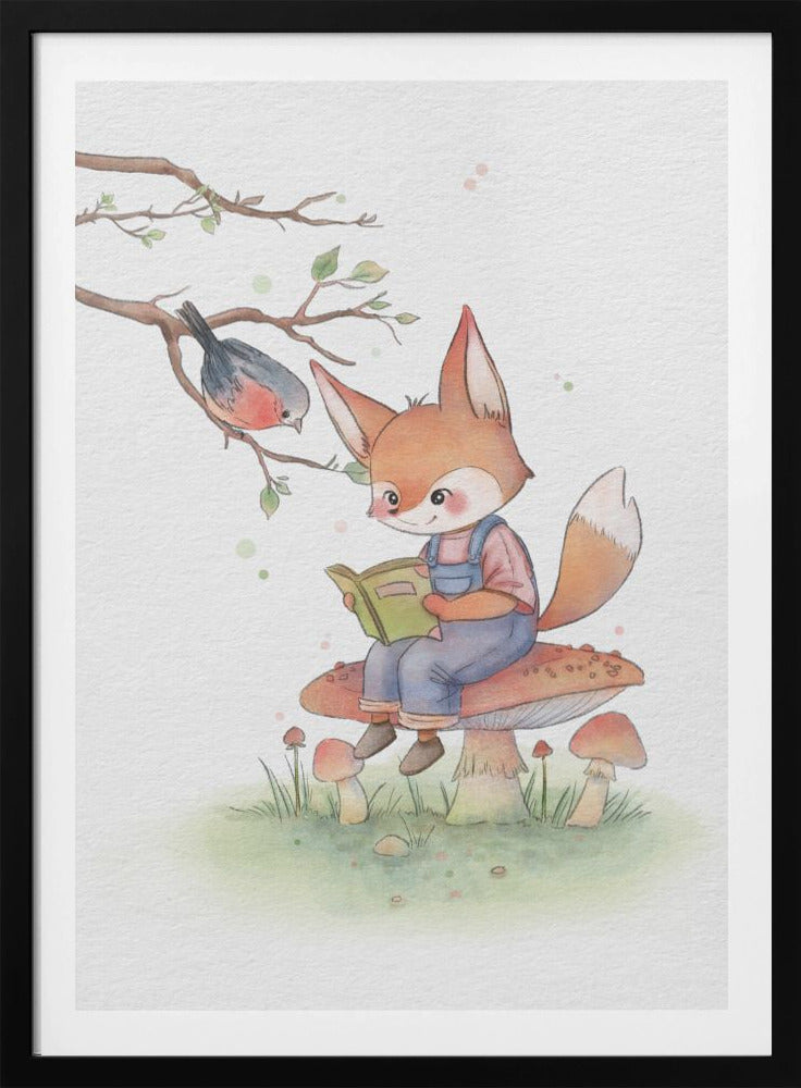 Fox and Bird Illustration - Poster / Art Print