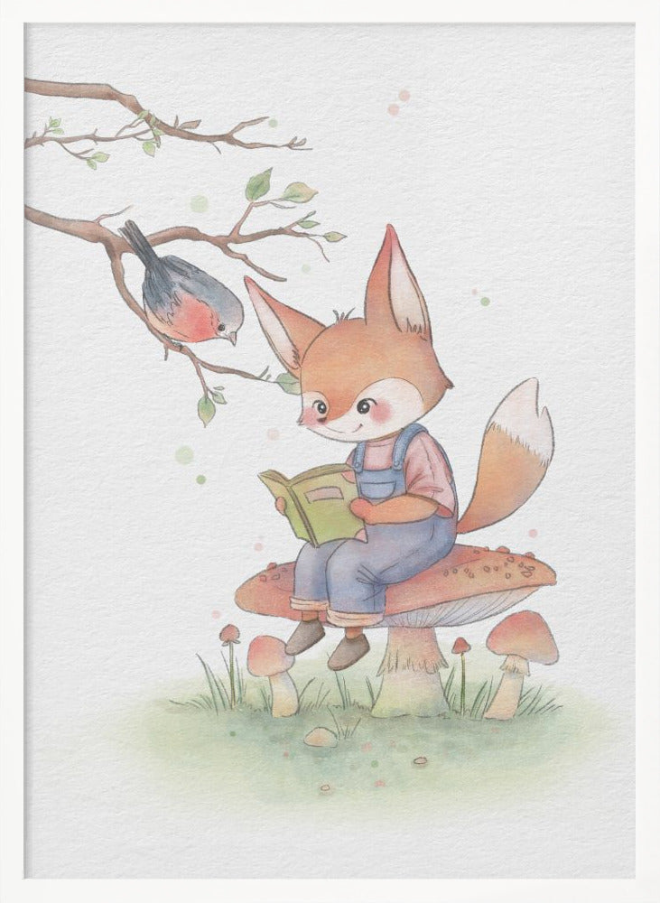 Fox and Bird Illustration - Poster / Art Print