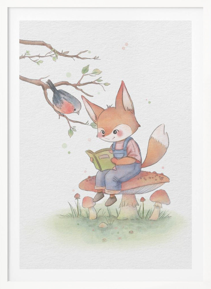 Fox and Bird Illustration - Poster / Art Print