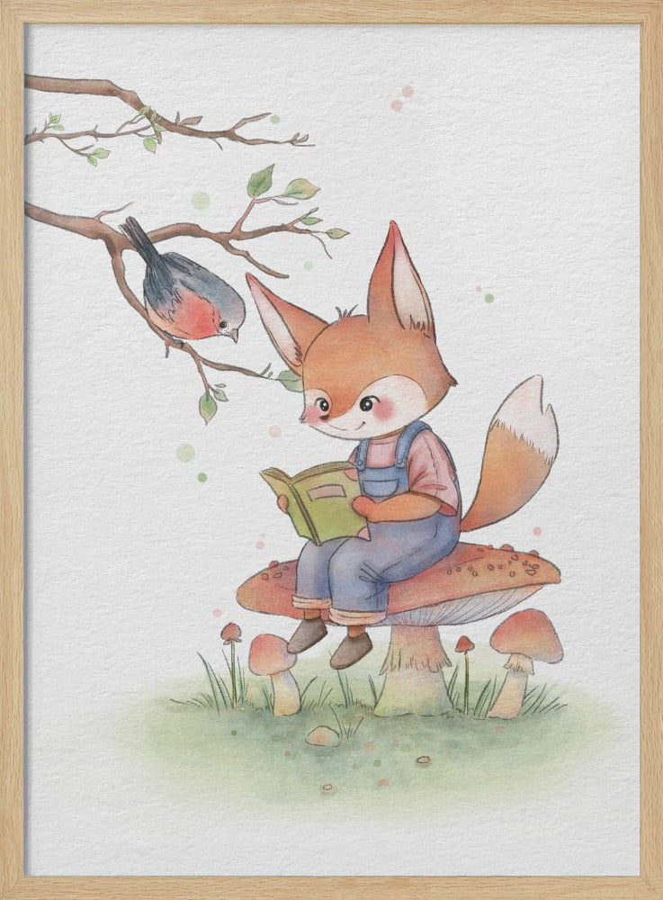 Fox and Bird Illustration - Poster / Art Print