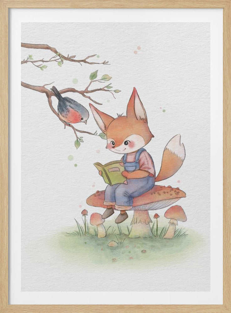 Fox and Bird Illustration - Poster / Art Print