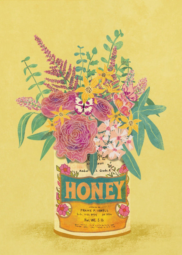 Flowers In a vintage Honey Can - Poster / Art Print