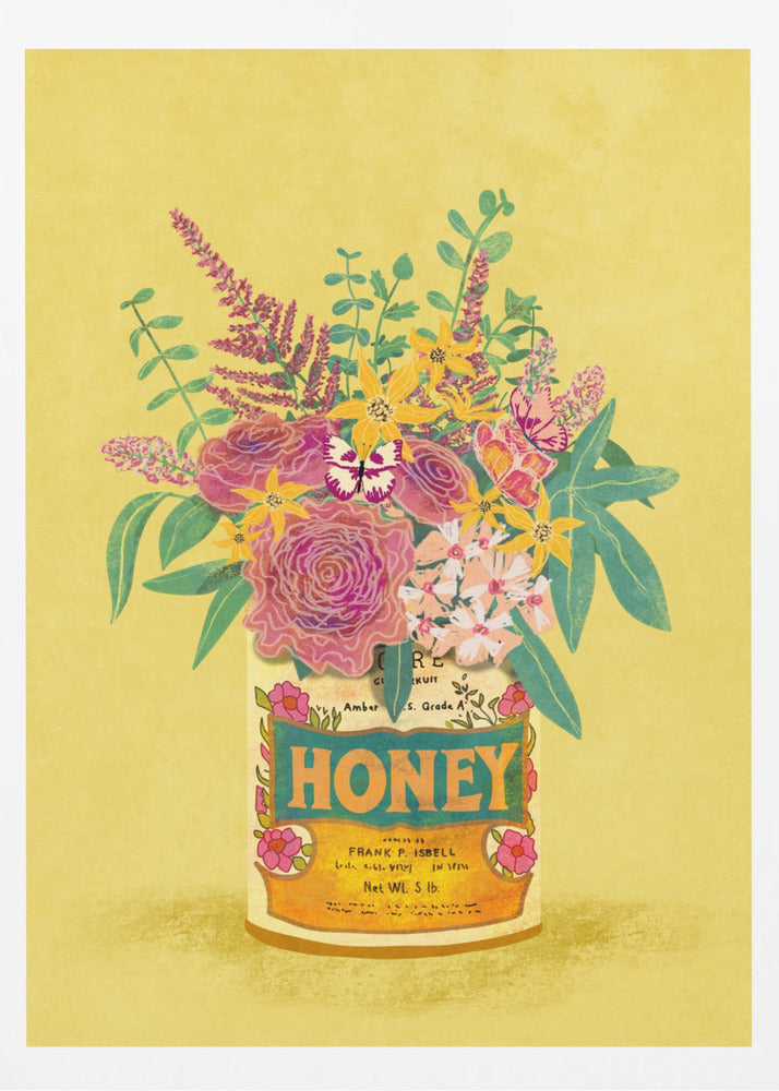 Flowers In a vintage Honey Can - Poster / Art Print