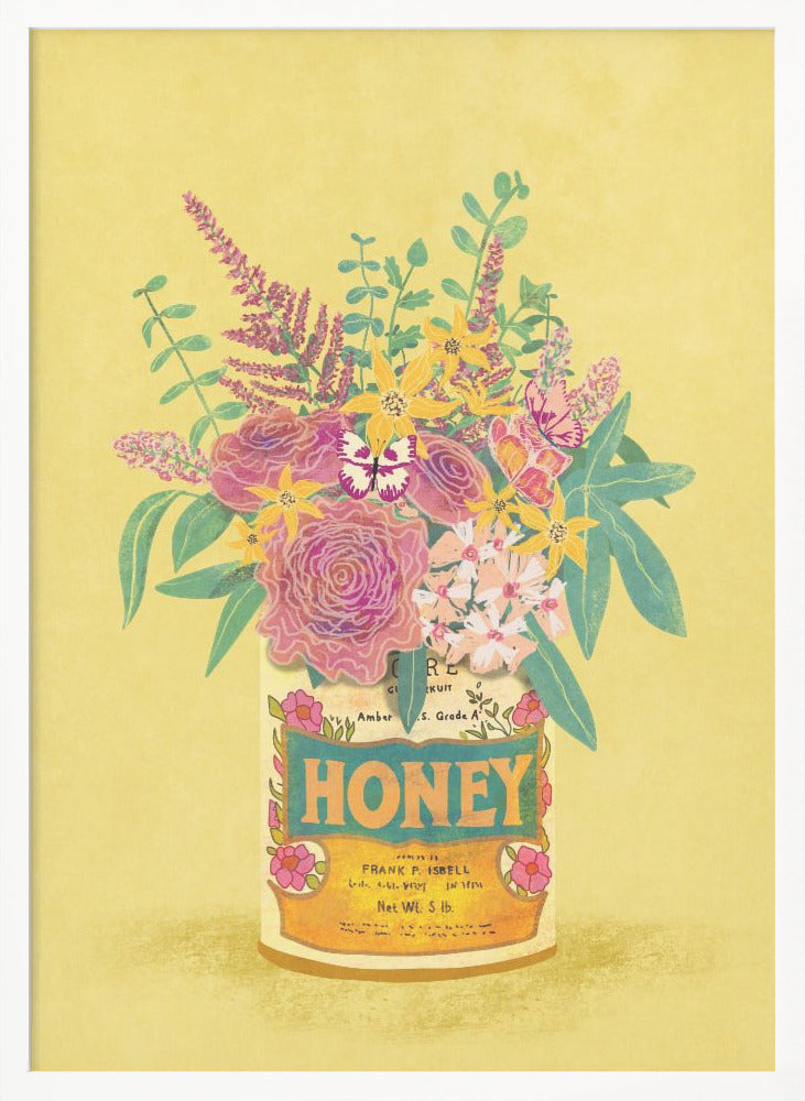 Flowers In a vintage Honey Can - Poster / Art Print