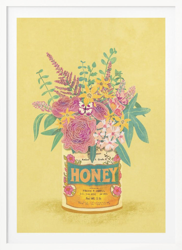 Flowers In a vintage Honey Can - Poster / Art Print