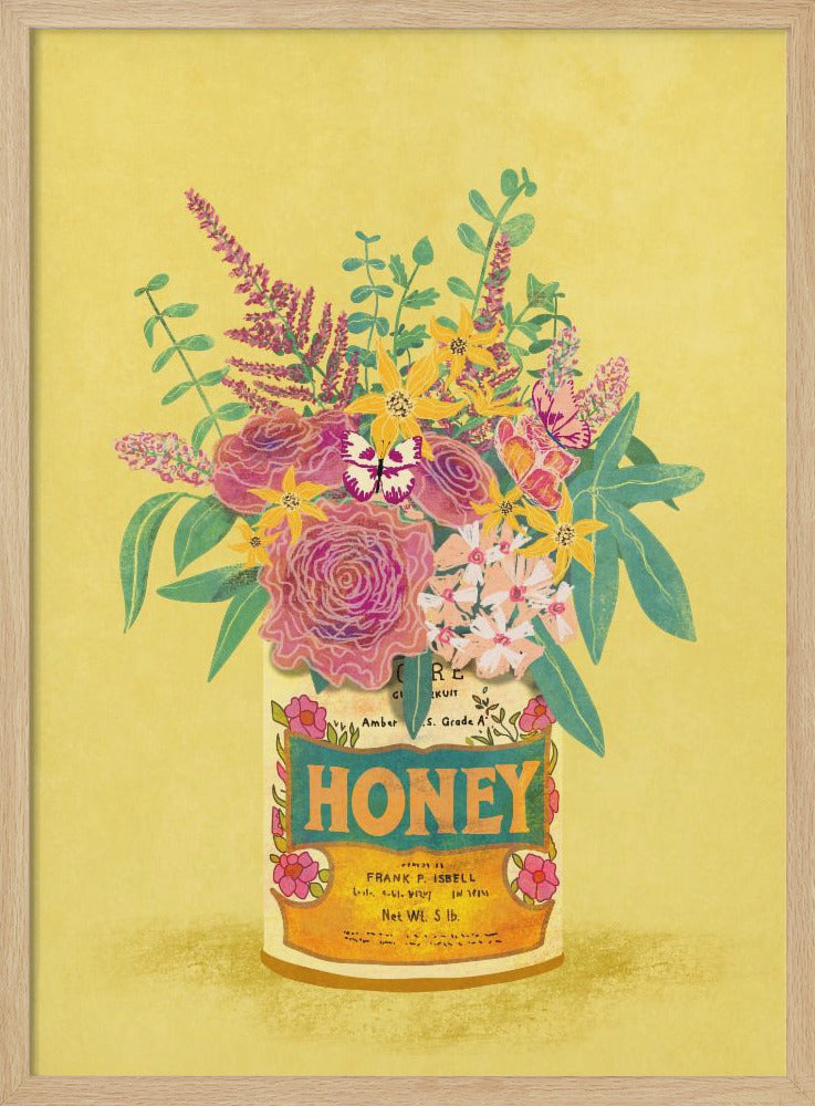 Flowers In a vintage Honey Can - Poster / Art Print