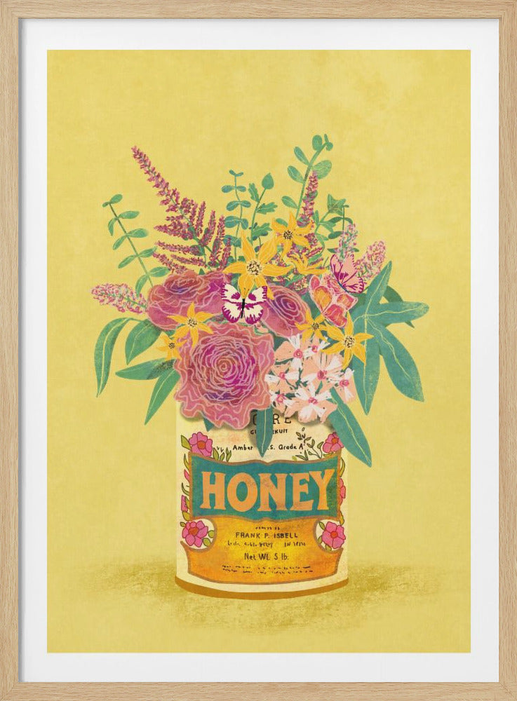 Flowers In a vintage Honey Can - Poster / Art Print