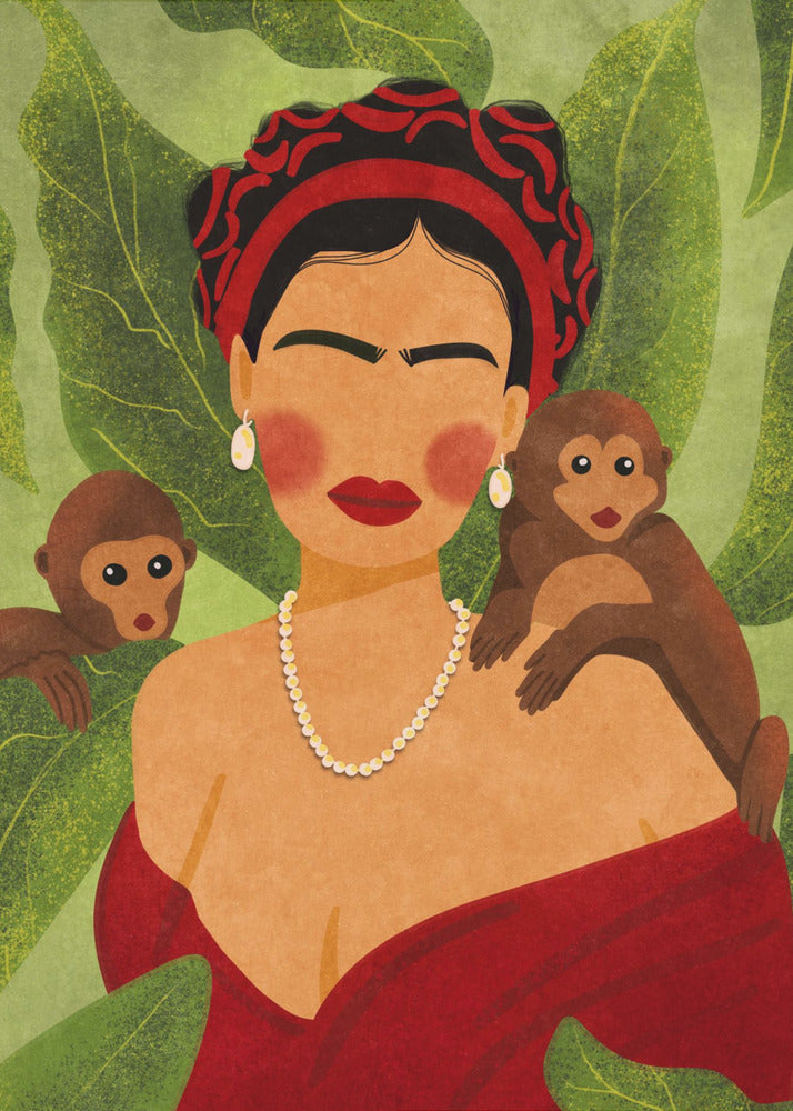Frida and Monkeys - Poster / Art Print