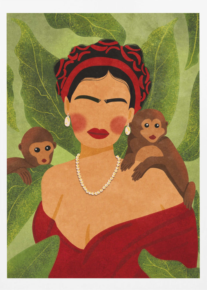 Frida and Monkeys - Poster / Art Print