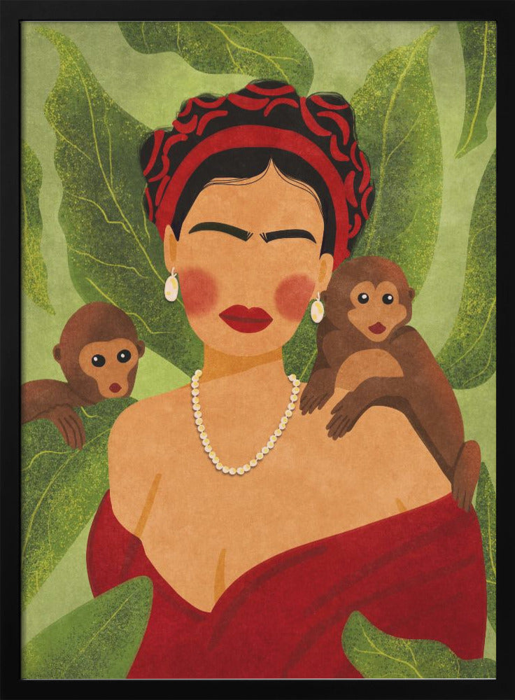 Frida and Monkeys - Poster / Art Print