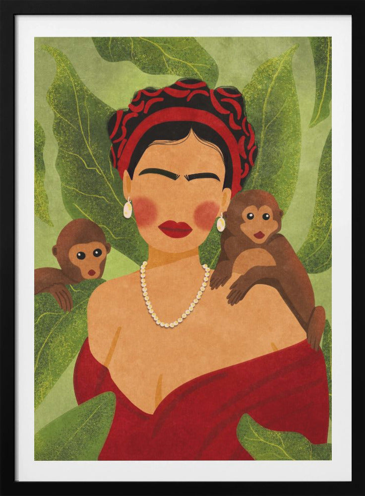 Frida and Monkeys - Poster / Art Print