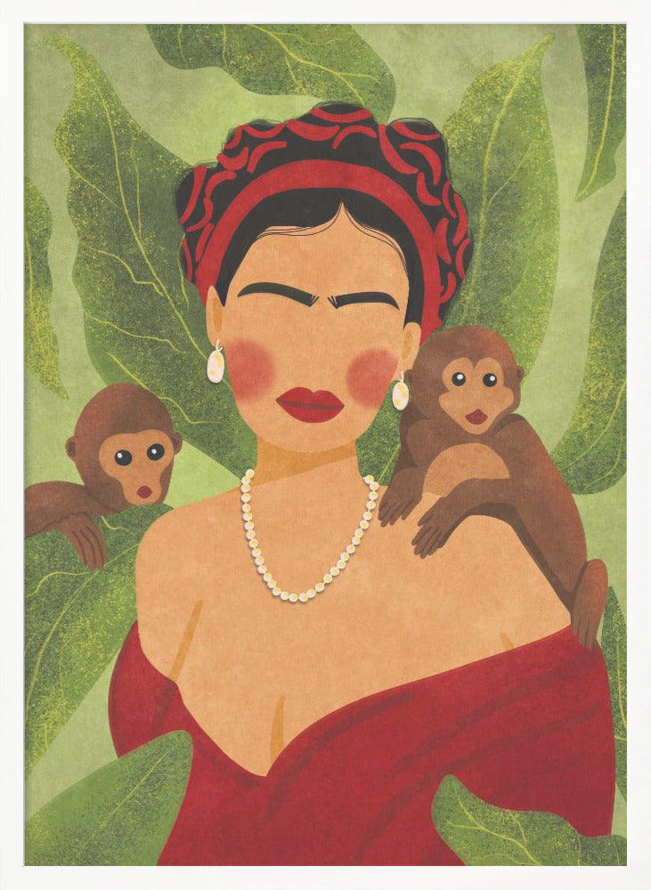 Frida and Monkeys - Poster / Art Print
