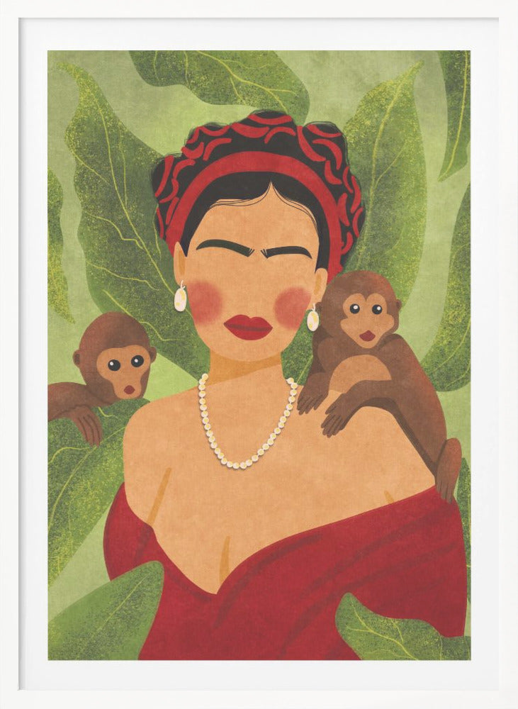 Frida and Monkeys - Poster / Art Print
