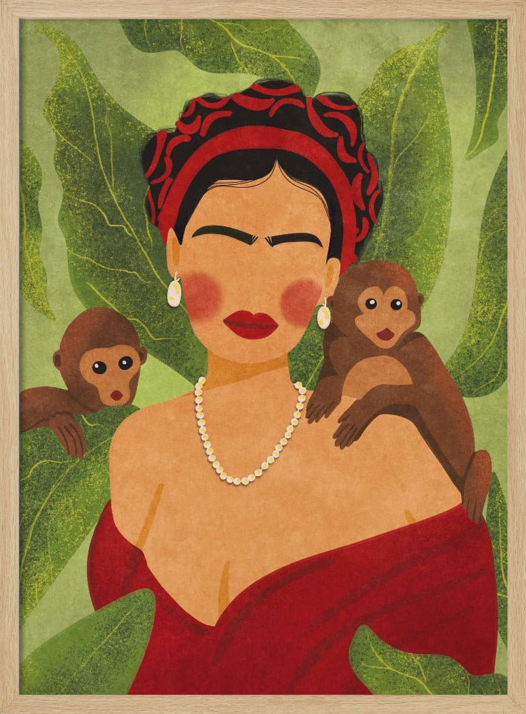 Frida and Monkeys - Poster / Art Print
