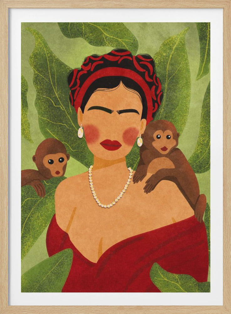 Frida and Monkeys - Poster / Art Print