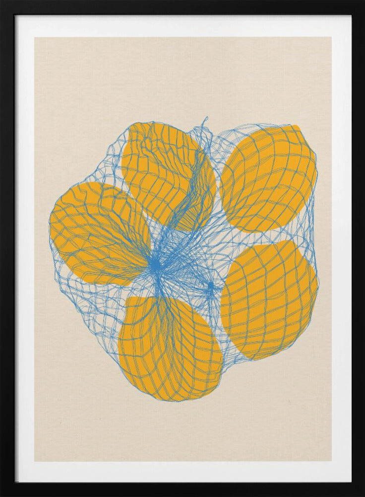 Five Lemons In a Net Bag - Poster / Art Print