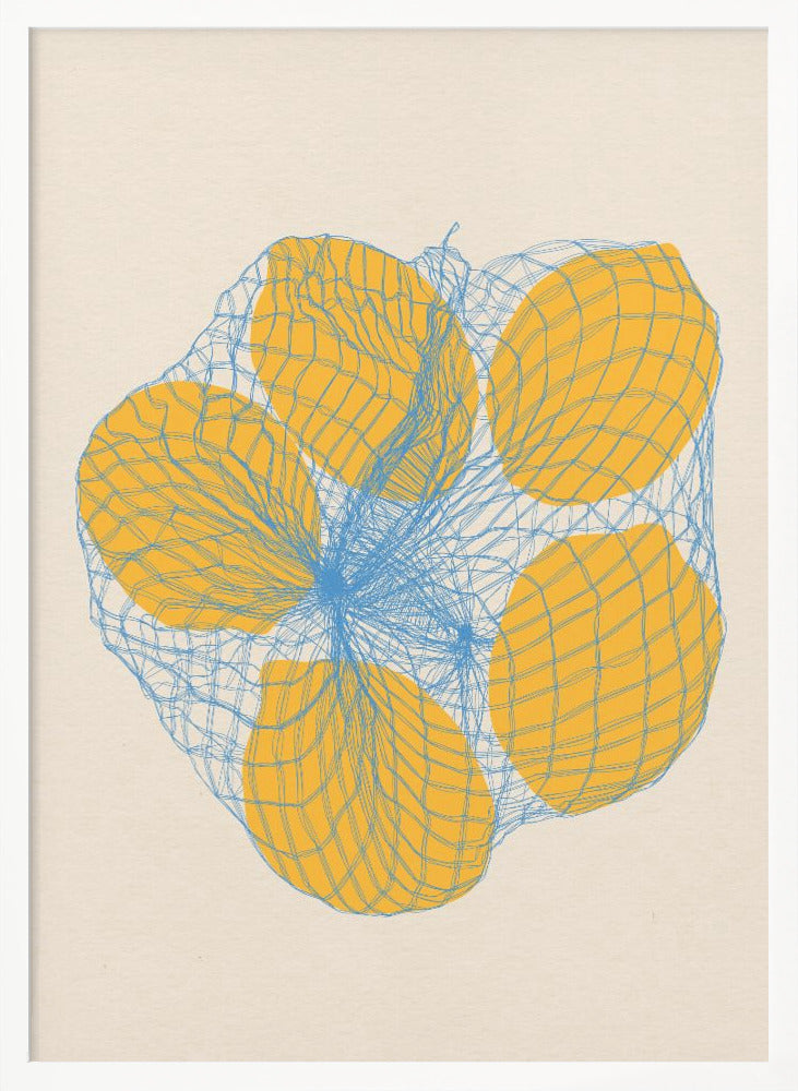 Five Lemons In a Net Bag - Poster / Art Print