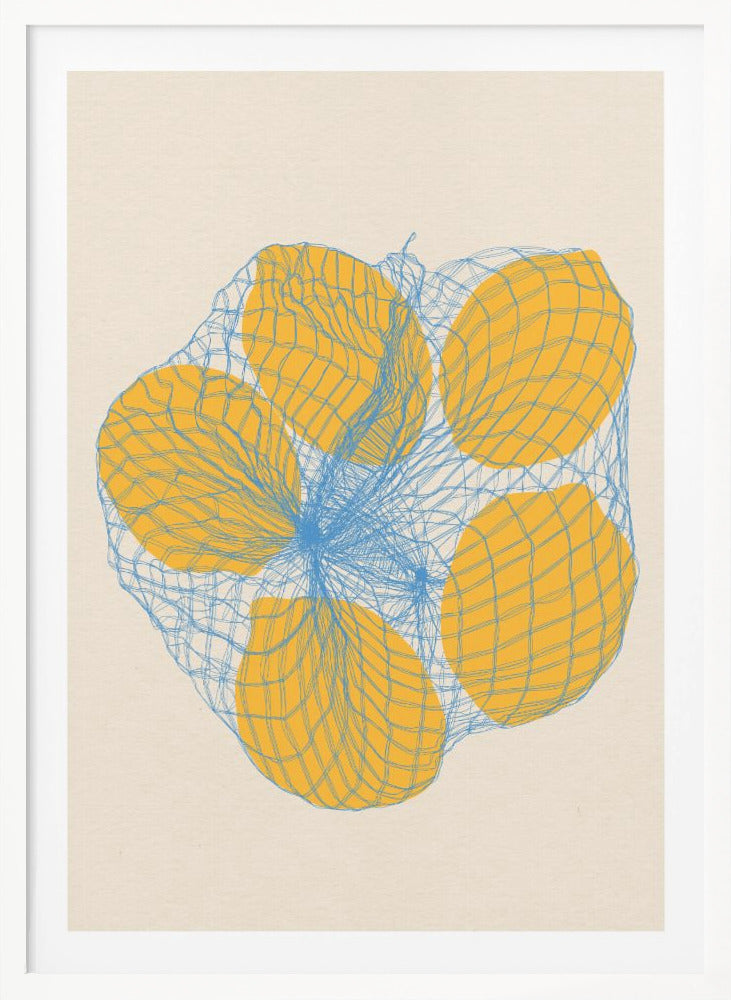 Five Lemons In a Net Bag - Poster / Art Print