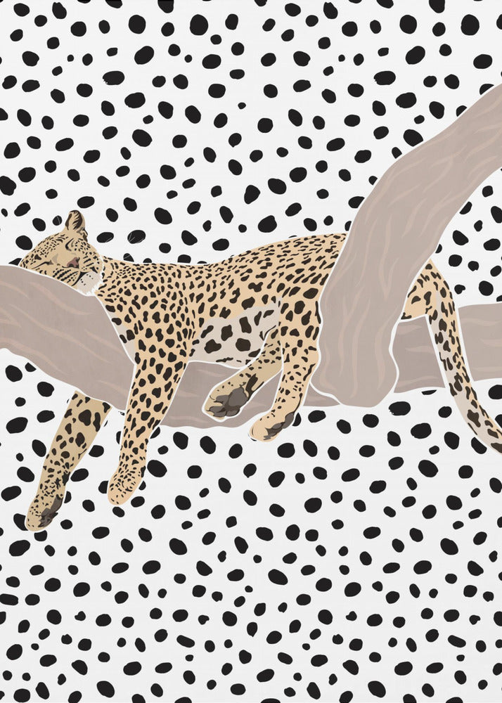Leopard Sleeping Polkadots - Poster / Art Print