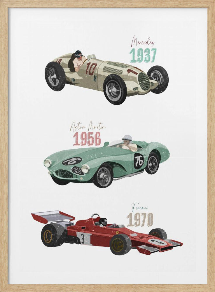 Vintage Racecars - Poster / Art Print