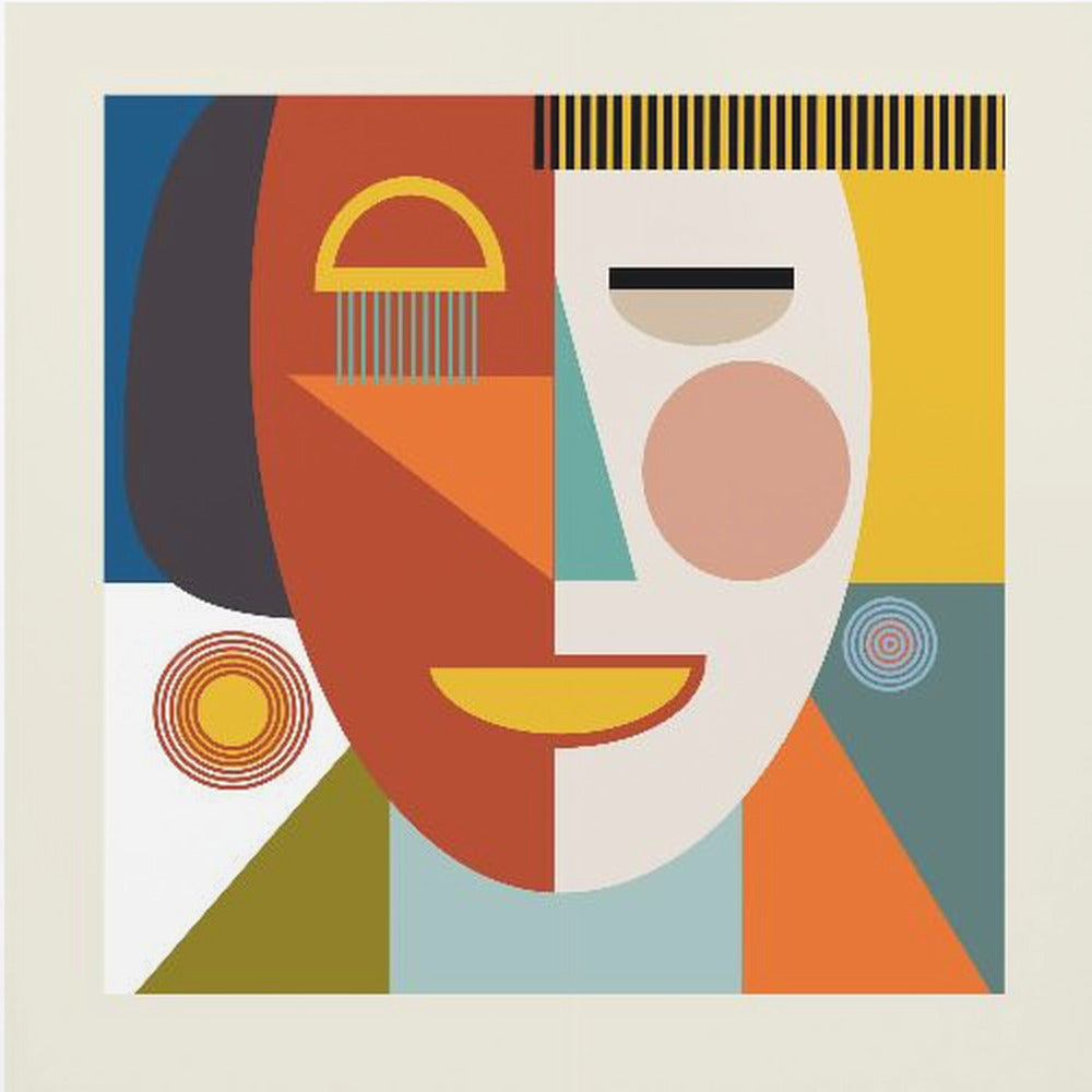 Faces Stripes Minimal Copy - Poster / Art Print