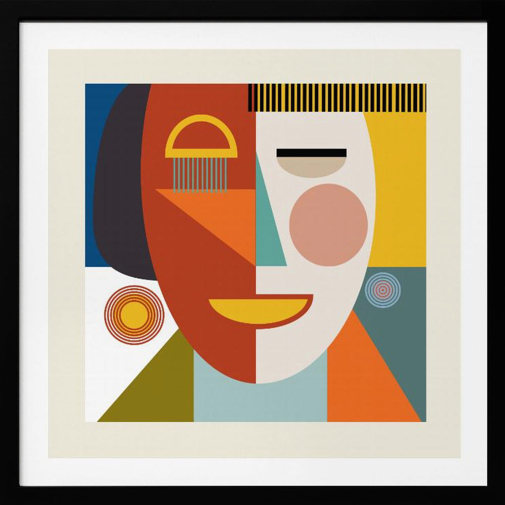 Faces Stripes Minimal Copy - Poster / Art Print