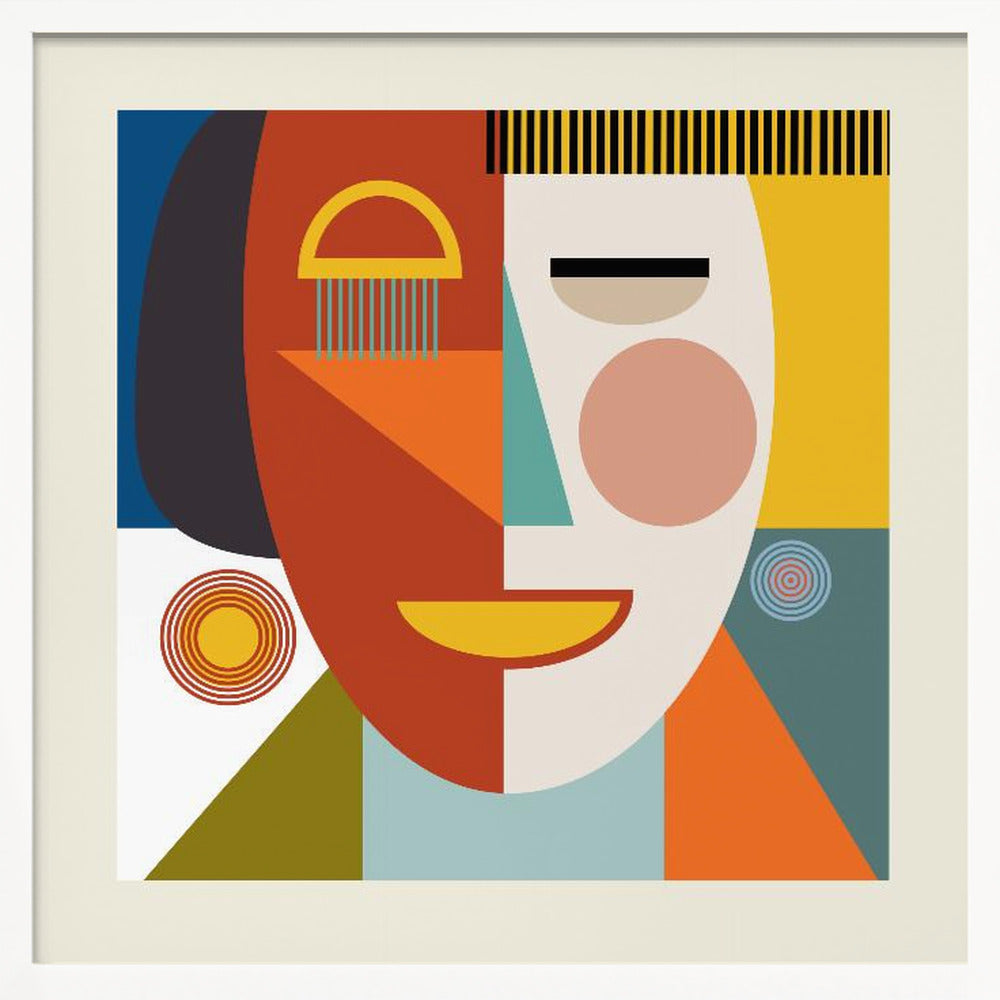 Faces Stripes Minimal Copy - Poster / Art Print