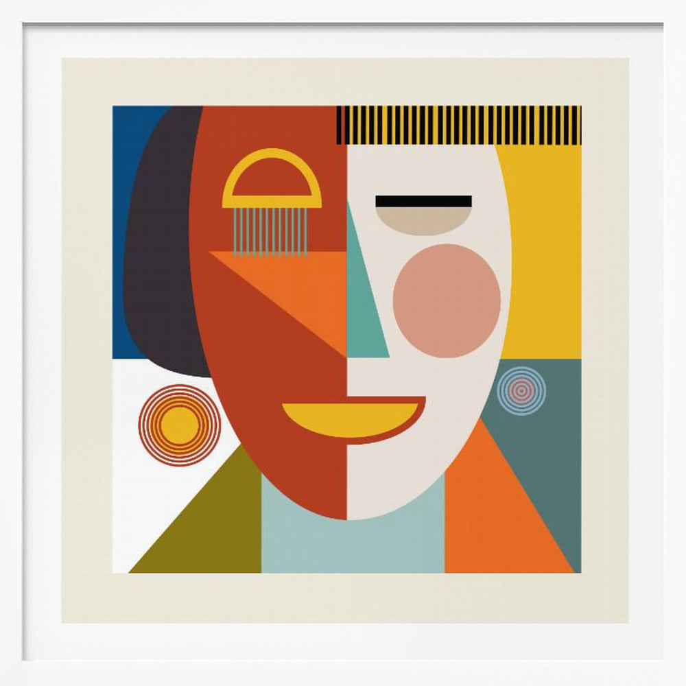 Faces Stripes Minimal Copy - Poster / Art Print